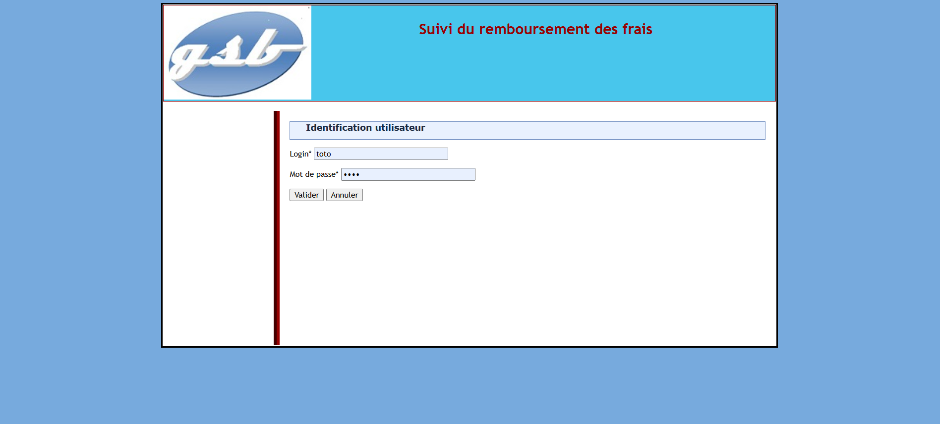 Interface d'authentification