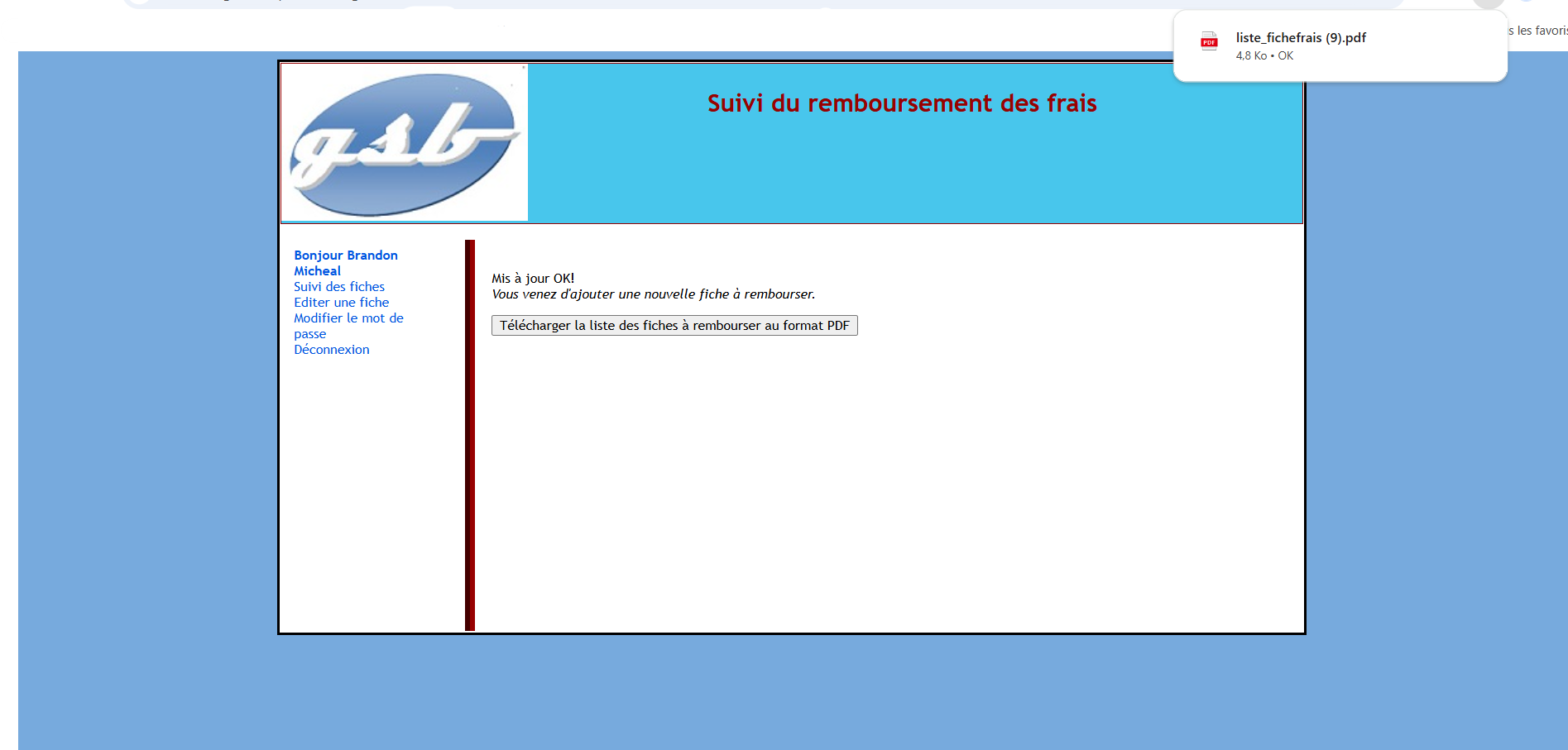 Validation d'ajout d'une fiche
