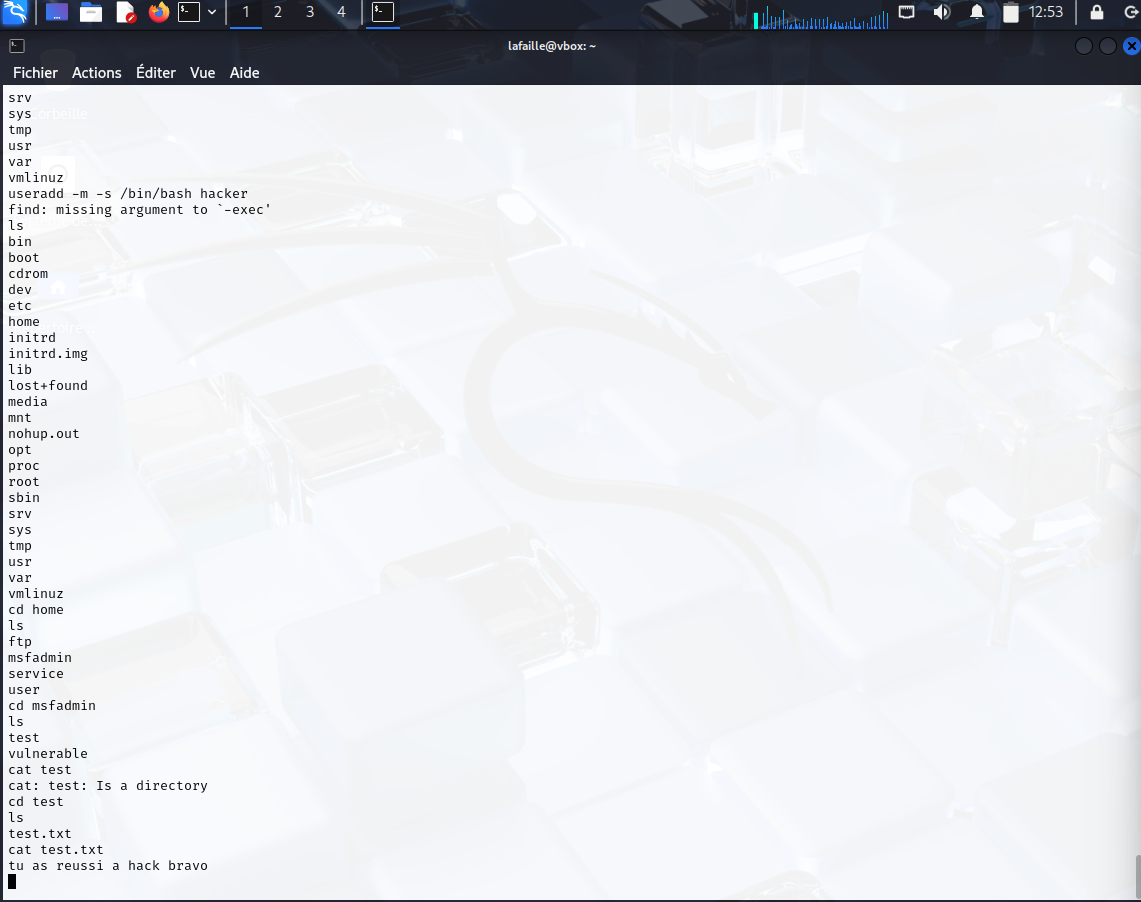 Découverte du flag sur la machine Kali Linux